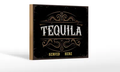 Produktbild von Holzschild Spruch Tequila served here 18x12 cm Dekoration