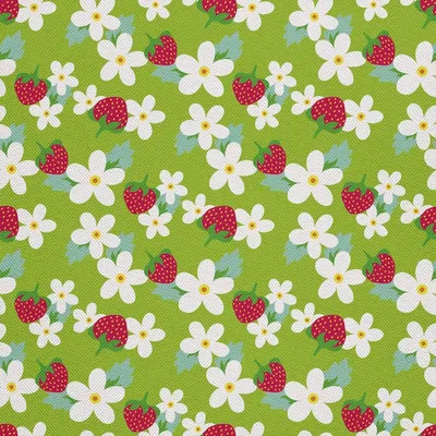 Image de DÉCORDS D'EXTÉRIEUR OXFORD - Motif fraises et fleurs sur fond vert I DX471