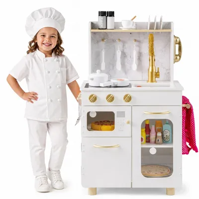 Produktbild von KOMFOTTEU  Kinderküche, Spielküche Holz für Mädchen und Junge ab 3 Jahren