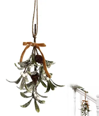 Künstlicher Mistel-Türhänger, 26 cm, mit Beeren und Tannenzapfen