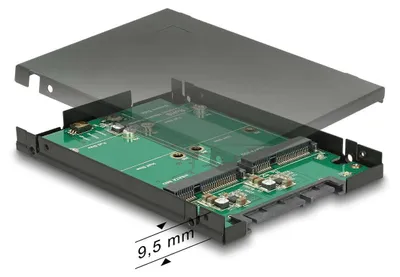 Imagen del producto de DeLOCK 62594, Negro, Verde, Asmedia ASM1092R, 0, 1, JBOD, 6 Gbit/s
