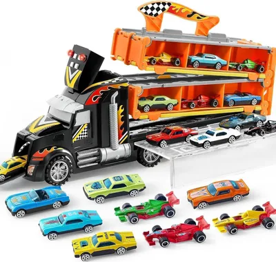Image de JOYIN Camionnette Jouet Voitures 12 voitures de course Lumières Sons