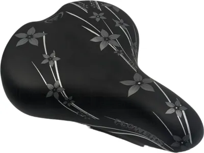 Produktbild von Selle Montegrappa Sattel HAPPY FLOWERS Schwarz Fahrrad Damen Retro Hollandrad Blumen Motiv