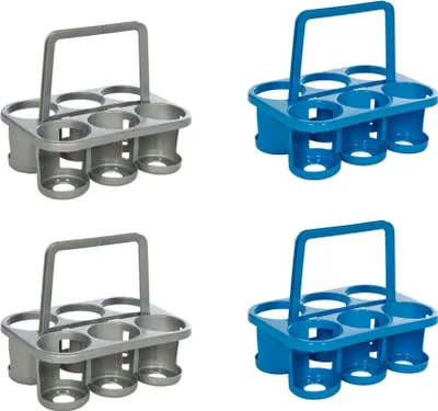 Image de Novaliv 4x porte-bouteilles pour 24 bouteilles - maintien stable - panier à boissons en plastique, empilable, 32x23x28cm BLEU ARGENT- Idéal pour la cuisine & la cave Panier à boissons Porte-bière Porte-boissons
