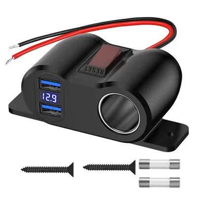 Produktbild von 12V 120W Zigarettenanzünder Steckdose mit 36W PD USB-C und 18W QC3.0 USB-A Ladeanschlus mit Schalter und LED-Anzeige für 12-24V Auto, LKW, Wohnmobil