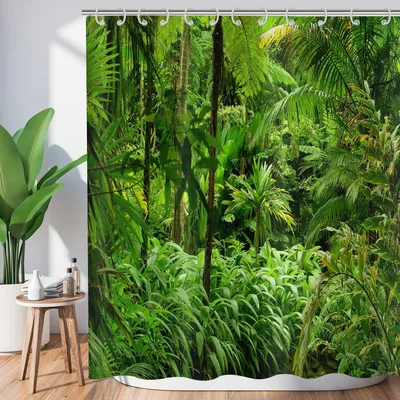 Image de Rideau de douche tropical, imperméable, avec motif naturel