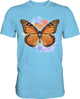 Produktbild von Bunter Schmetterling Monarchfalter T-Shirt – Sky Blue / L