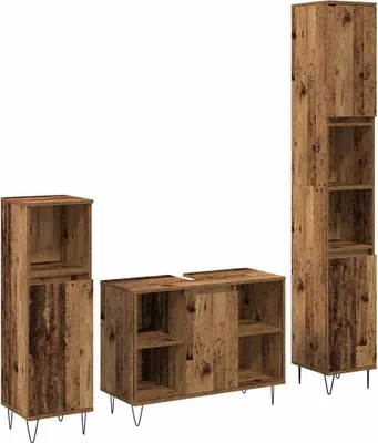 Immagine prodotto di Set di mobili per il bagno con lo scaffale 3 pcs Legno vecchio