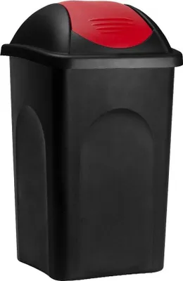 Immagine prodotto di Cestino per rifiuti Cestino per rifiuti con coperchio a cerniera Cestino per rifiuti da 60 litri Cestino per rifiuti da cucina in plastica Home (nero-rosso)