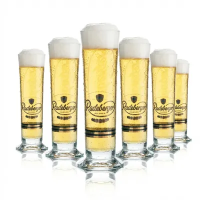 Produktbild von 6x Radeberger Bier Glas 0,2l Pokal Logo Szene Gläser Stange Brauerei Beer Tulpe