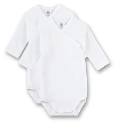 Produktbild von Sanetta Baby-Wickelbody langarm (Doppelpack) weiß 50