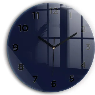 Produktbild von Wallfluent Große Wanduhr – Stilles Quarzuhrwerk - Uhr Dekoration Wohnzimmer Schlafzimmer Küche - Zifferblatt - schwarze Zeiger - 60 cm - Dunkelblau