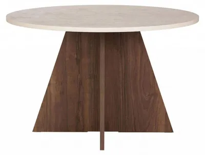Produktbild von Esstisch aus Holz "Virella" - 120 x 120 x 75 cm - Travertin