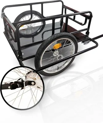 Productafbeelding van Fietskar - Goederenkar - Boodschappen Vervoeren - Trekhaak Montage - 124 cm - Zwart