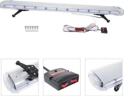 Produktbild von LED Warnlichtbalken - Strobe Light Bar 12–24V - 96 LED 96W - 15 Blitzmodi - 1,31 m für Auto LKW SUV - Gelb