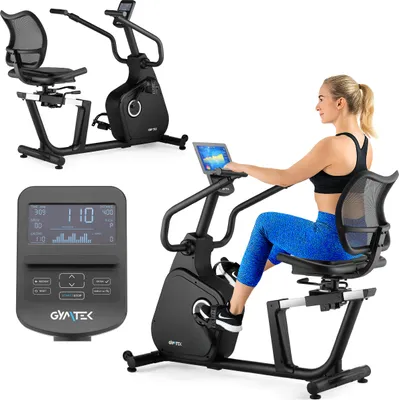 Produktbild von Gymtek® Magnetischer Heimtrainer, Fitnessbike, Ergometer - bis 150kg - 16 Widerstandsstufen - 12kg Schwungmasse - 21 Programme - Drehbarer Sitz