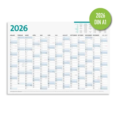 Produktbild von Wandkalender 2026 DIN A1, Jahresplaner 59,4 x 84,1 cm, 13 Monate