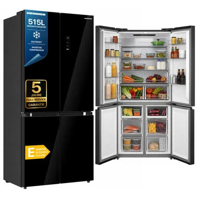 Produktbild von Heinner HSBS-M515MDINVHGBKE++ Side-by-Side Kühlschrank 515 L, No-Frost, Inverter, InoxCool, Schwarzglas