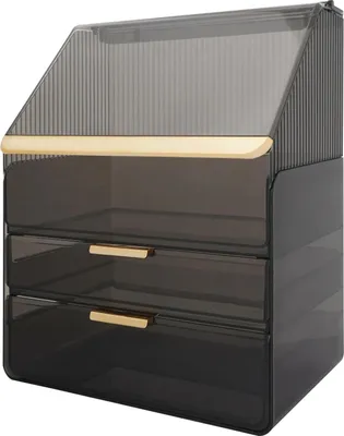 Produktbild von Makeup Organizer, 2 Schubladen, modernes Ästhetik, Schwarz