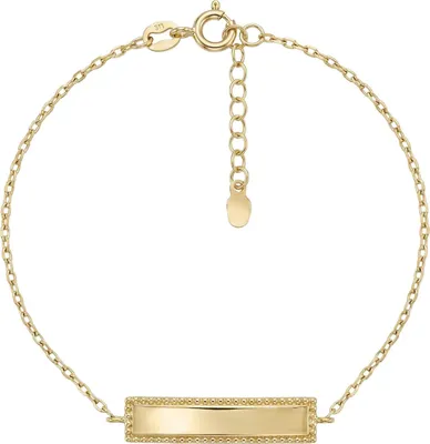 Produktbild von 375 Echtgold Armband mit Gravurplatte filigran verstellbar Damen