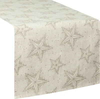 Obrázek produktu pro EUROFIRANY | Vánoční běhoun - Běhoun na stůl - 40 x 140 cm - Béžově zlatý - Běhoun na stůl - Hvězdy - Vánoce
