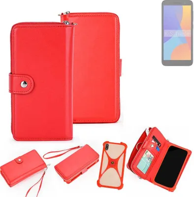Produktbild von K-S-Trade 2in1 Schutzhülle Portemonnee Handyhülle mit Bumper kompatibel mit Alcatel 1 (2021) Hülle Case Etui Geldbörse Smartphone rot (1x)