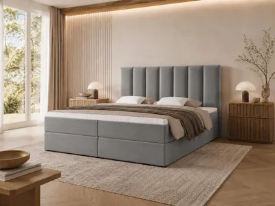Produktbild von Emlar Boxspringbett Bella 120x200 - Bett mit Matratze und Topper - Boxspringbett mit Bettkasten und Matratze - Boxspringbett Grau (Magic Velvet 2218)
