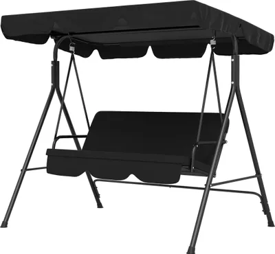 Produktbild von 3-Sitzer Hollywoodschaukel Gartenliege Schaukelbank, wetterbeständig, 172 cm x 110 cm x 153 cm, Schwarz