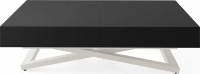 Produktbild von Couchtisch Höhenverstellbar Cavetta U - Esstisch 120-200x80x27-76 cm Schwarz mit Kaschmir Beige Gestell