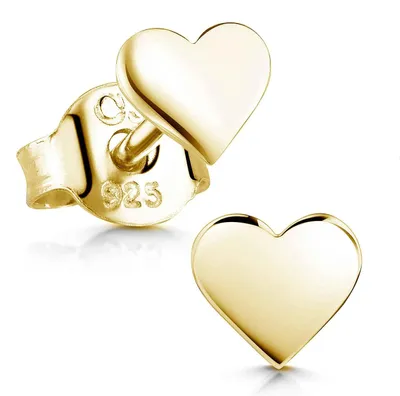 Produktbild von MATERIA Herz Ohrstecker gold klein flach aus 925 Silber vergoldet für Mädchen Damen mit Geschenk-Etui SO-260-Gold