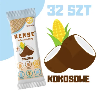 Zdjęcie produktu dla KEKSE Wafle Kokosowe 32 szt.