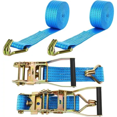 Produktbild von Spanngurte mit Ratsche und Haken 2er Set 6m x 50mm Gelb Blau Bruchkraft 3000 daN