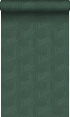 Zdjęcie produktu dla Origin Wallcoverings tapeta flizelinowa z ekoteksturą graficzny motyw 3D ciemnej zieleni 50 x 900 cm