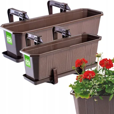 Zdjęcie produktu dla KADAX Skrzynka Balkonowa 60+40cm Uchwyty Brązowa