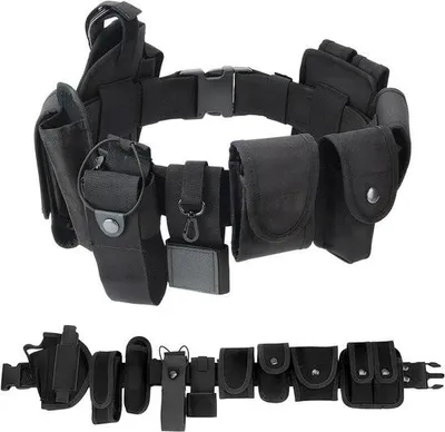 Obrázek produktu pro Policejní opasková sada - Policejní opasková sada 9 v 1 s univerzálními kapsami - Taktický modulární opasek - Černý - Ideální pro zdravotníky, policisty a bezpečnostní pracovníky.