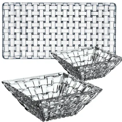 Produktbild von Nachtmann 3-teiliges Servierset, Platte 28x14 cm, 2 Schalen Ø 12 cm, Kristallglas