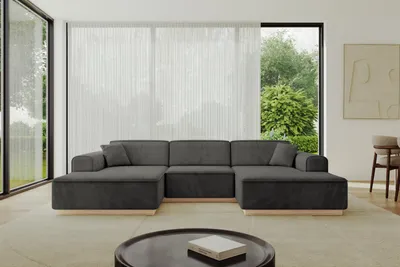 Produktbild von ALTDECOR Ecksofa in U-Form IREA-U1 301x165x80 cm Dunkelgrau Corner Sofa Bett Eckcouch Couch L-Form Wohnlandschaft Cauchsofa