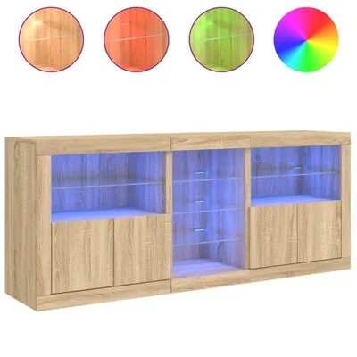 Produktbild von Sideboard mit LED-Leuchten Sonoma-Eiche 162x37x67 cm