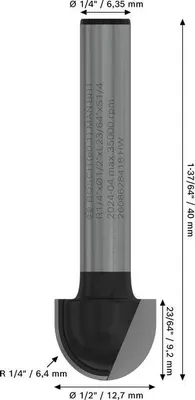 Produktbild von PRO Hohlkehlfräser, R 1/4", S 1/4"