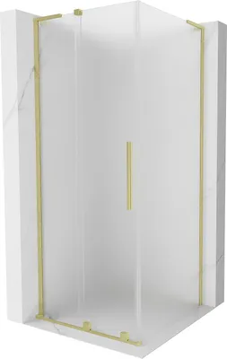 Produktbild von Mexen Velar L Duschkabine schiebbar 120 x 120 cm, Frost, gebürstetes Gold - 871-120-120-33-55
