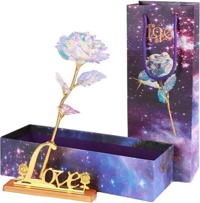 Produktbild von 24K Gold Rose Galaxy Rose für Muttertag Valentinstag Geburtstag Hochzeitstag Jahrestag Künstliche Leuchtende Rose Geschenk für Sie Frauen Freundin Oma Mutter