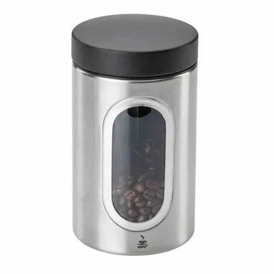 Produktbild von GEFU Kaffeedose PIERO Edelst. mit Fenster, 8,9x15,6cm, silber/schwarz