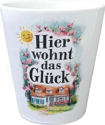 Produktbild von Hier wohnt Glück Blumentopf Aquarell Dekoration