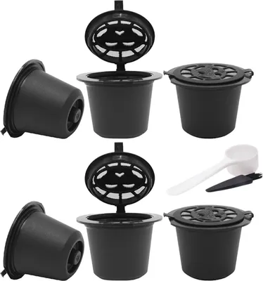 Produktbild von Nachfüllbare Espresso-Kaffeekapsel, Kaffeefilter, kein Verschütten, wiederverwendbare Espressopads mit Löffelbürste, Werkzeug zum Nachfüllen von Kaffeekapseln