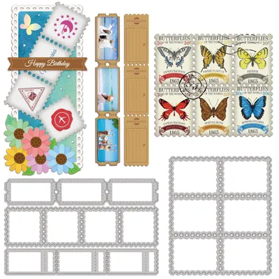 Produktbild von Stanzformen für Spitzenstempel - Rechteckiger Rahmen für Kartendekoration - Schablonen für Scrapbooking und Fotoalben
