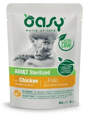 Productafbeelding van OASY Chunks in jus, gesteriliseerde kip - natvoer voor katten - 85g