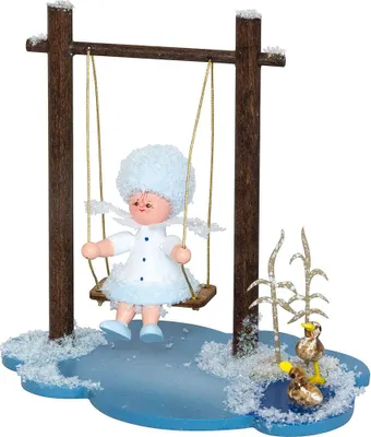 Produktbild von Schneeflöckchen mit Schaukel (8,5cm) von Drechslerei Kuhnert