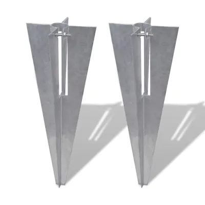 Image de vidaXL Douilles à enfoncer pour poteaux de clôture 2 pcs. acier