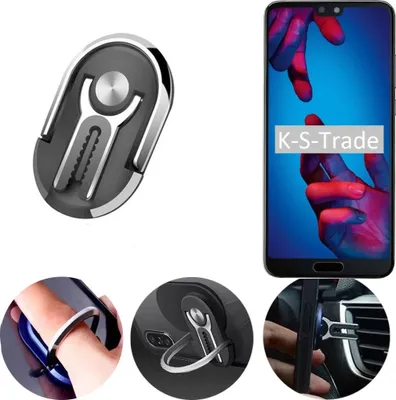 Produktbild von K-S-Trade 3in1 Smartphone-Ring Handy-Ring kompatibel mit Huawei P20 Fingerhalterung  Handyring Tischständer Lüftungsgitter-Halterung Tisch Ständer