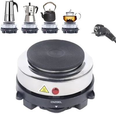 Image de Plaque de cuisson, 500 watts, 6 réglages de température, fonte et acier inoxydable, design compact, protection contre la surchauffe